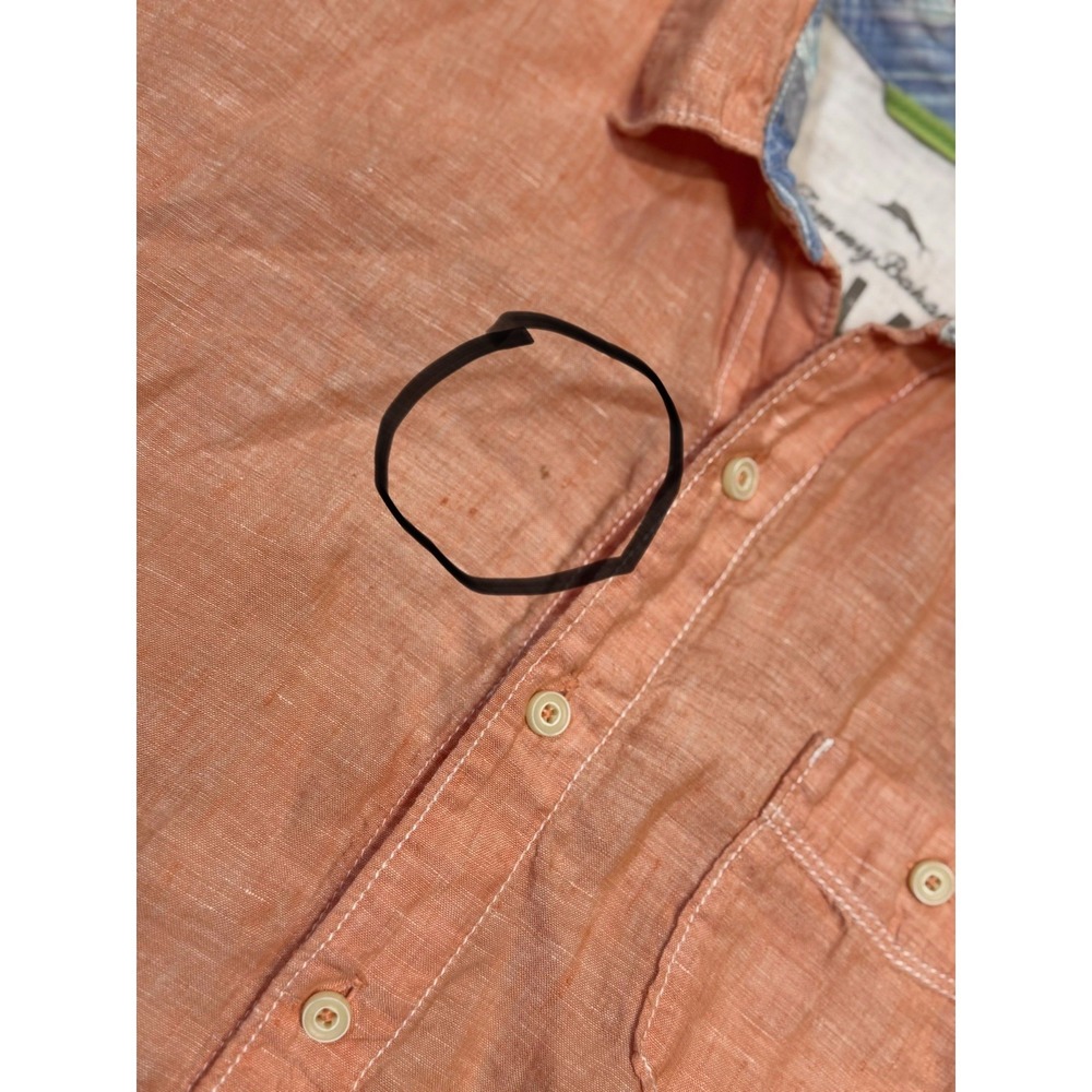 Tommy Bahama Relax Button Down Shirt Men L Orange Short Sleeve Lightweight - Picture 6 of 10